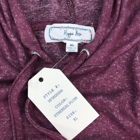 Womens Juniors XL Hoodie Sweatshirt Pullover Purple Soft Stretchy Long Sleeve - Picture 2 of 8